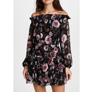 Re:named tiered mini dress in black multi floral